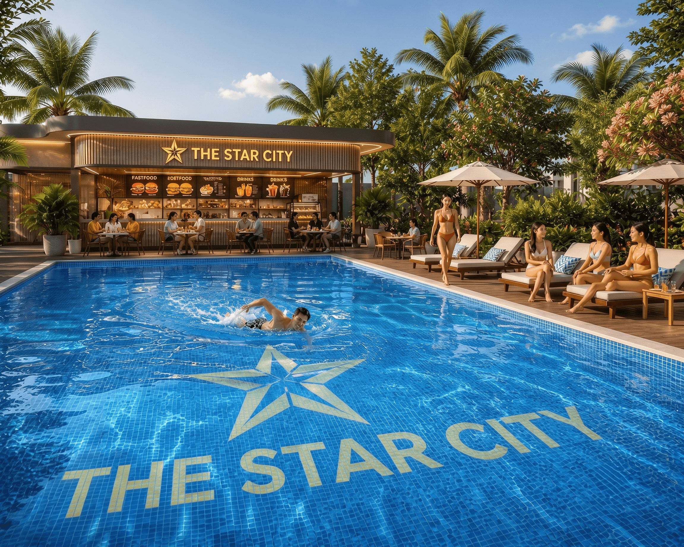 Bể bơi ngoài trời phong cách resort